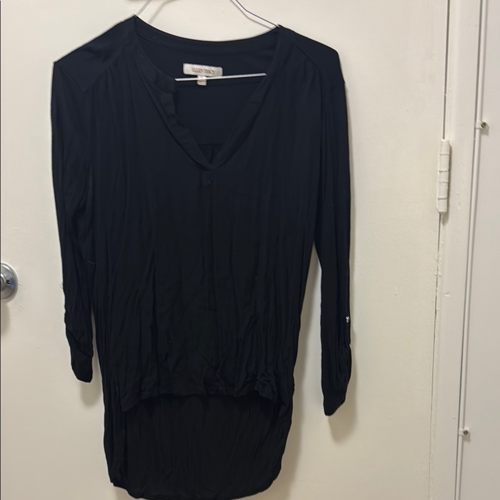 Ellen Tracy Black High-Low Blouse